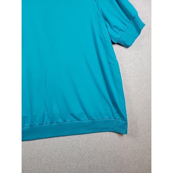 Torrid Turquoise SS Lace Trim Round Neck Banded Blouse Women's Plus 3X Stretch - Picture 5 of 12